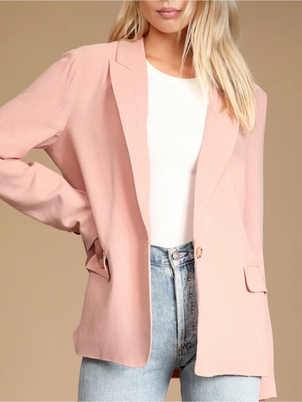 Lulu's Bold Touch Mauve Pink Blazer Women Size Small Business Casual Old Money